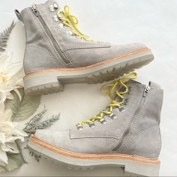 Dolce Vita Gray Whitny Suede Boots with Yellow Laces - Picture 4 of 10